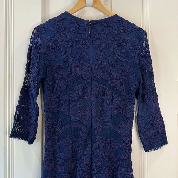 JS COLLECTIONS Women's Navy Blue Embroidered 3/4 Sleeves Dress Women’s Size 4 - Picture 8 of 14